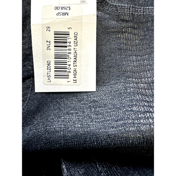 FRAME Le High Straight Lizard Coated Jeans Indigo Lizard - Picture 5 of 8